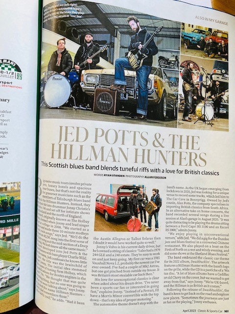 QuiteGreat's tweet photo. Proud to see our guys Jed Potts &amp; The Hillman Hunters featuring in @CandSCmagazine  – Get your copies – out now!✌️ #music #scottishblues #musicpr #classiccars https://t.co/V2yhTgmZqk
