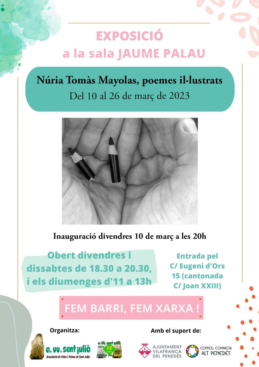 penedesenxarxa's tweet photo. La il.lustradora vilafranquina @Nuriatom ha vingut al @penedesenxarxa a parlar-nos de l'exposició que inaugura demà dv a l'associació de veïns de Sant Julià
✏️4 projectes vinculats amb la poesia 📚 que podeu descobrir fins el 26 de març 
⏯️https://t.co/twltwWNdAU https://t.co/F5z45Xiwsa