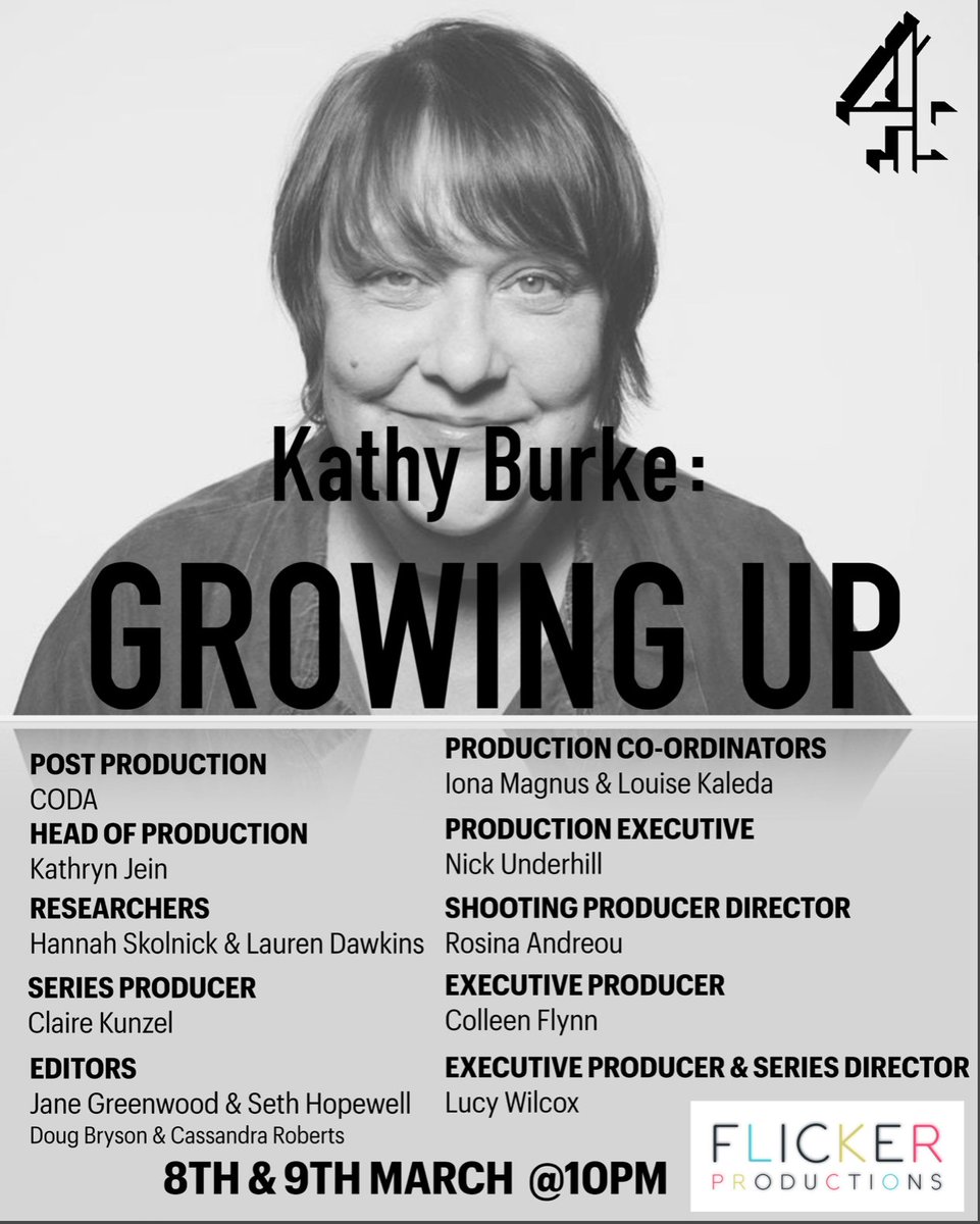 #kathyburkeGrowingUp another brilliant series from @KathyBurke . The happiest team i've worked with and I think it shows on screen. Another hit for @Flicker_Tv the home of entertaining documentary. @RosinaAndreou @CKunzel @Channel4 @editordoug