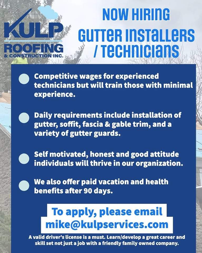 kulproofing's tweet image. Now Hiring: Gutter installers/technicians. Job based in Quakertown.

Please email mike@kulpservices.com to apply

kulproofing.com #kulproofing #helpwanted #lehighvalley #poconos #buckscounty #tamaqua