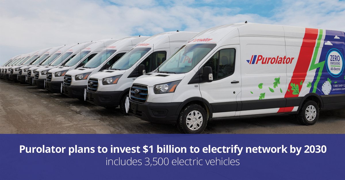 We're planning to invest $1B to electrify our Canadian network by 2030! This includes plans to deploy 3,500 #ElectricVehicles, starting with @FordCanada @Ford E-Transit™, @Motivps EPIC4 and @brightdrop Zevo 600 models hitting the road this year! bit.ly/3Faxfv3