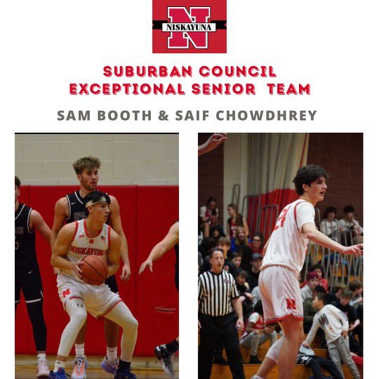 Congratulations to Saif Chowdhrey and Sam Booth being named Suburban Council Exceptional Seniors. Well deserved and so grateful for all you guys have done for this program. #NiskyFamily <a href="/Sam_Booth15/">Sam Booth</a> <a href="/saifchowdhrey1/">saifchowdhrey</a> <a href="/NiskyAthletics/">NiskyAthletics</a>