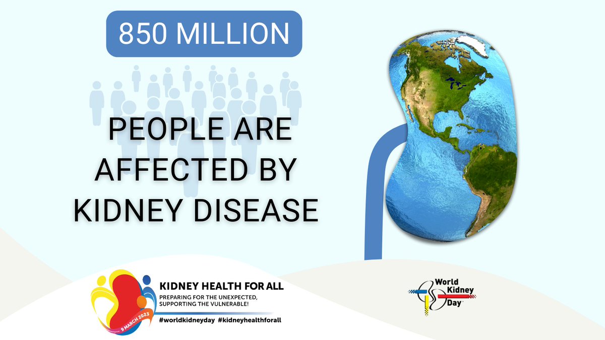 Those suffering from chronic diseases, of which kidney patients account for more than 850 million people worldwide, are disproportionately affected by disasters, as access to proper diagnostic services, treatments, and care may be hampered.
#WorldKidneyDay #HealthyKidneysForAll