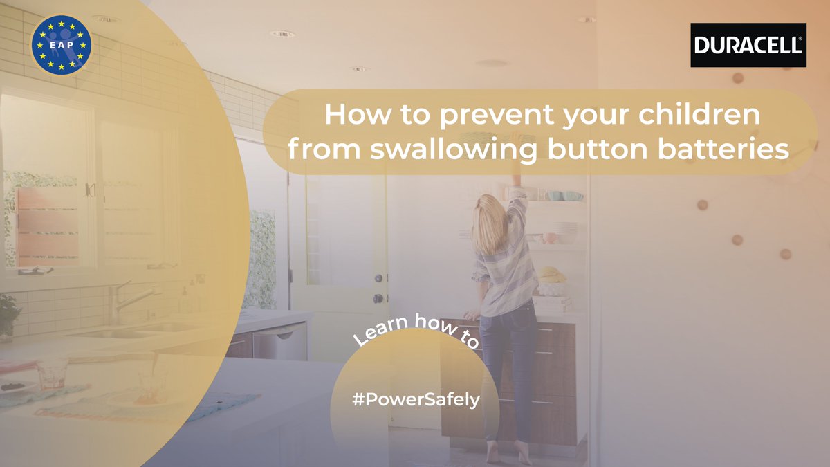 How to prevent your children from swallowing a button battery in 3⃣ steps🧐

🥇Always keep batteries out of children’s reach

🥈Make sure all battery compartments are secure

🥉Change batteries out of children's sight

Find out more👇

eapaediatrics.eu/eap-duracell-c…