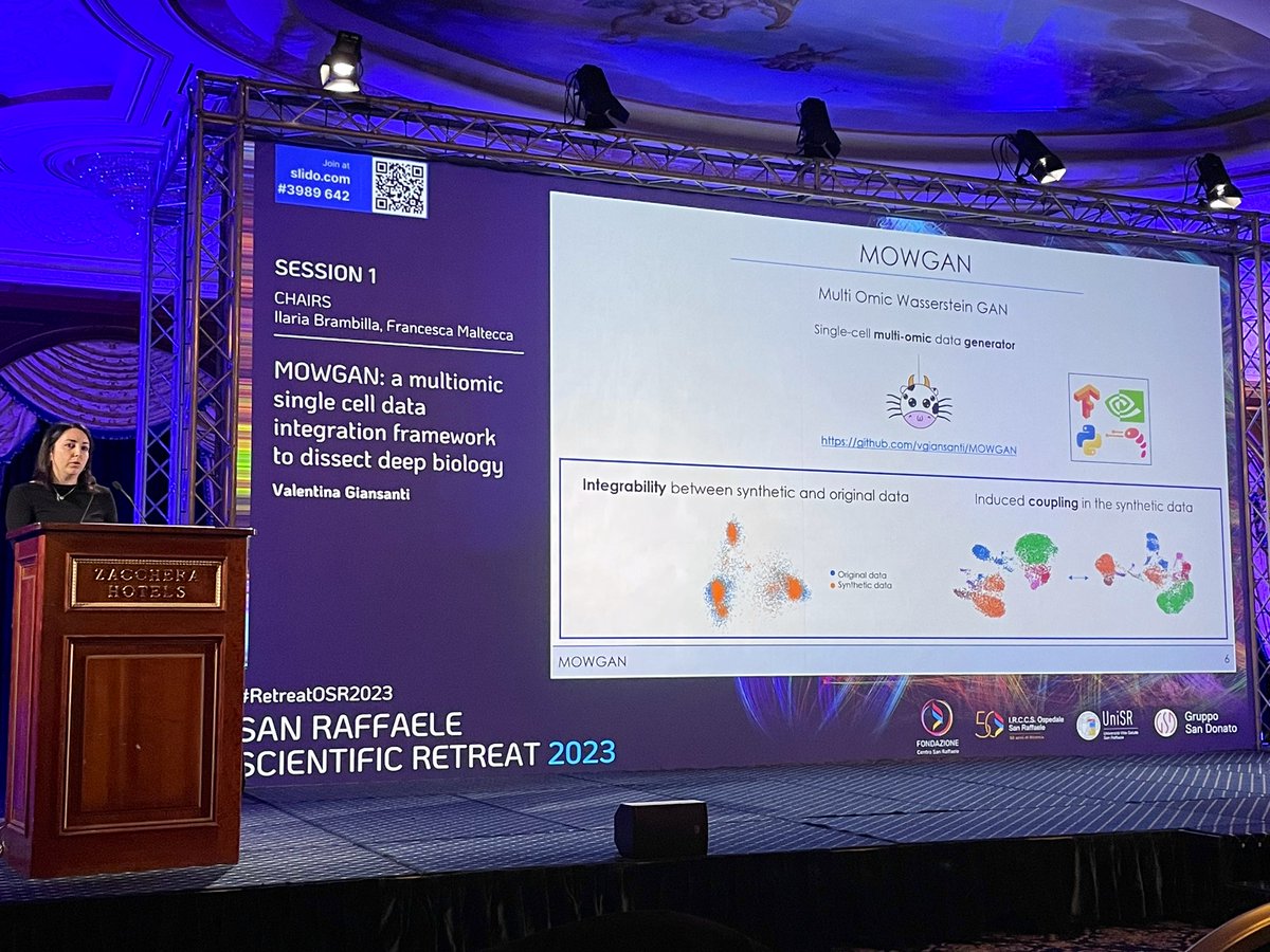 Valentina Giansanti <a href="/ValentinaGiansa/">Valentina Giansanti</a>  <a href="/CosrLab/">COSR Lab</a> brilliantly presented MOWGAN github.com/vgiansanti/MOW… and how you can use it to boost your research! #RetreatOSR2023 #bioinformatics #dataIntegration #DeepLearning