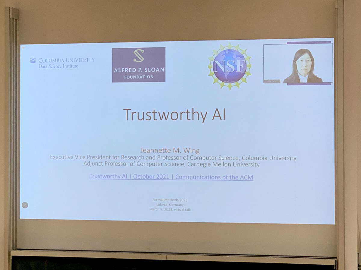 Formal Methods 2026 (@fmsymp) on Twitter photo This afternoon at <a href="/FMsymp/">Formal Methods 2026</a>’23 kicking off with Jeannette M. Wing’s luminary talk on “Trustworthy AI”. #fm23 #formalmethods This afternoon at <a href="/FMsymp/">Formal Methods 2026</a>’23 kicking off with Jeannette M. Wing’s luminary talk on “Trustworthy AI”. #fm23 #formalmethods