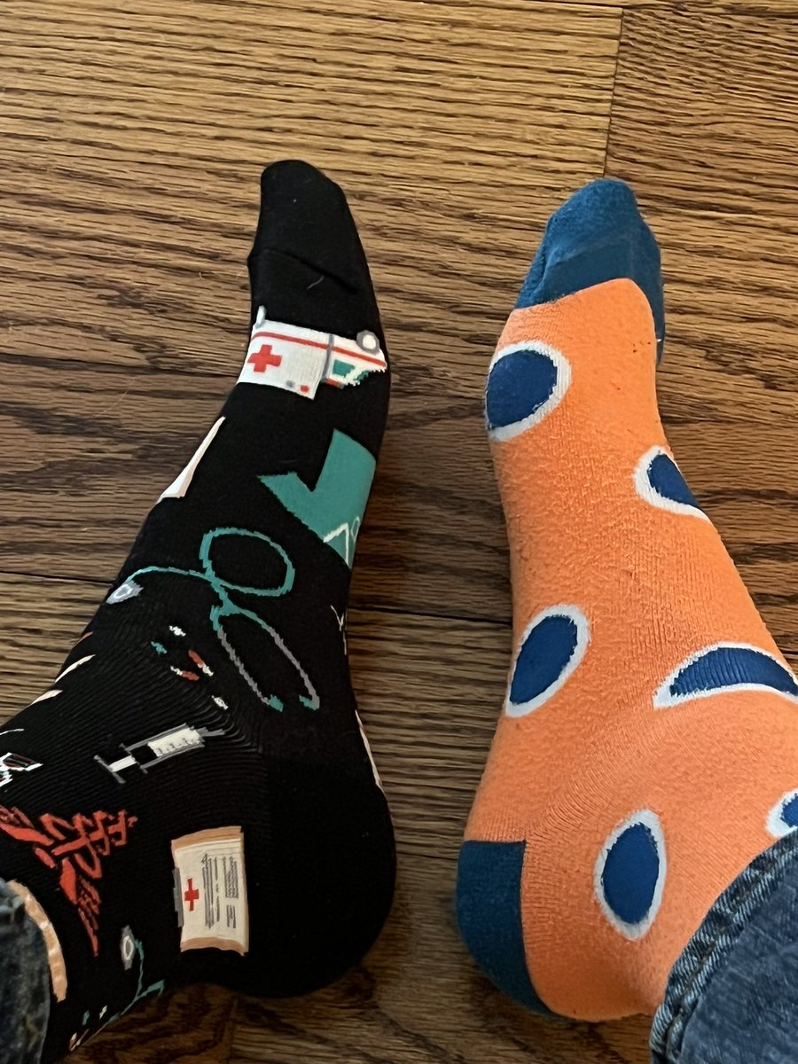 To #sockittokidneydisease on #WorldKidneyDay this year, I’m mixing it up. 
-Doctor socks on L.
-Dippin’ dots on R (but they look like kidneys on @nkf orange!)

Hey @bookburton and @FreelyFiltered—post those socks!