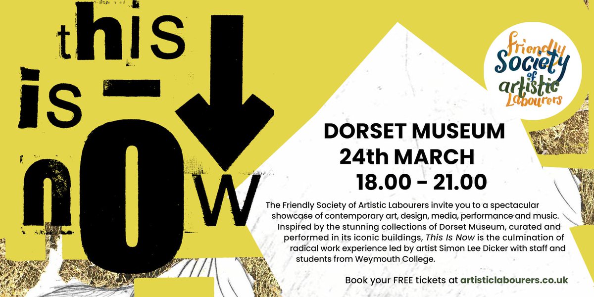 artsdevco's tweet photo. This Is Now
Fri 24 March, 6 -9pm
At @DorsetMuseum Dorchester, DT1 1XA
Free, book here: https://t.co/YdyLD2VoOf
A collaboration between Dorset Museum and 100 students of visual + performing arts, music + media at @WeymouthCollege https://t.co/Wd6LWfjPRH