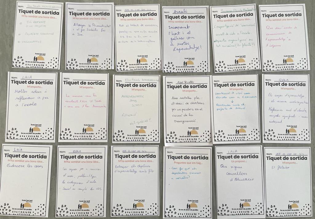 Ens agraden molts els tiquets de sortida que ens han fet arribar les persones que ens han visitat. Desitgem que us hàgiu sentit en un espai confortable d’aprenentatge. Seguim 🚀