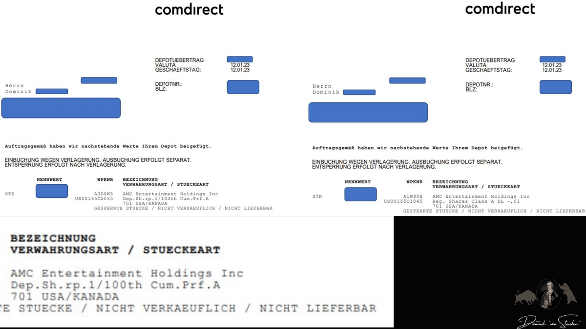 DominikSteuben's tweet photo. Voting rights of foreign share holders using the example of #AMC  $AMC 
------------------------------------------------

I don't speak for the German community, all EU shareholders or similar.
There are dozens of brokers and country specific regulations / laws within Europe. A full report would be like a scientific paper. 
I have dealt with this topic in detail and in particular since the beginning of 2022 and would like to share my experiences and my knowledge here.

I often hear that e.g. we Germans would only hold Depository Receipts, CFDs or whatever kind of derivatives. 
Yes. There are brokers who do not hold "real" shares, but these are actually quite few. Moreover, clients usually know this, provided they are a little knowledgeable about the subject. 

US stocks can only be held in street name (unless we choose to DRS in the US - but this is comparatively complex).

In my experience, in the standard case 95-98% of the shares are held in custody through the German central securities depository "Clearstream" in Frankfurt. The type of custody is called GIROSAMMELVERWAHRUNG ->"collective custody". 

In Germany there are only a handful of brokers that allow voting at shareholder meetings. However, only one mainstream broker stands out positively @comdirect . 
There it is easy and inexpensive (about $3.20) to participate in the voting. 

Another quite popular broker the @DKB_de  charges however approx. ($315) thus scarcely the hundredfold. This is almost a cheek. 

The basis in all cases is always the transfer of shares into US custody.
This is usually possible by a written order and within a few business days. 

As soon as voting is possible, we have to actively approach our broker again and can then choose whether we give the broker the appropriate instructions or whether he sends us a control number with which we can then vote online. 

Personally, I have been waiting for my control number for two weeks now and have not received one yet, despite further requests. 

In the run-up to the AGM 2022, I had asked @CEOAdam  and #AMC  Investor Relations to consider actively querying the major international central securities depositories so that the shares held there are eligible to vote without any action on the part of the share holders. Unfortunately, there was no response to this. 
However, to be honest, I could not ultimately determine whether this procedure is actually possible. 

An alternative for all shareholders outside the US is of course the use of an internationally broker such as Interactive Brokers (and their connected introducing brokers). This would also be the basic requirement for being able to DRS your shares, whoever wants to. 

I have already been in contact with BaFin (the German "SEC"): There is no legal basis due to which one could force the possibility to vote.

Conclusion:
international share holders are able to vote at shareholder meetings of US companies by choosing specific brokers.