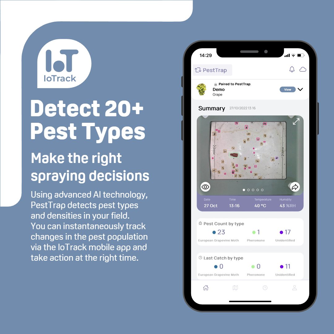 Doktar_Agtech's tweet image. Keeping track of pest populations in your field is easier than ever with Doktar's PestTrap. Know your pests, and stay ahead of the game.
For more information, visit bit.ly/3YzTQb2
#artificialintelligence #ai #imagerecognition #agtech #PestTrap #pestcontrol