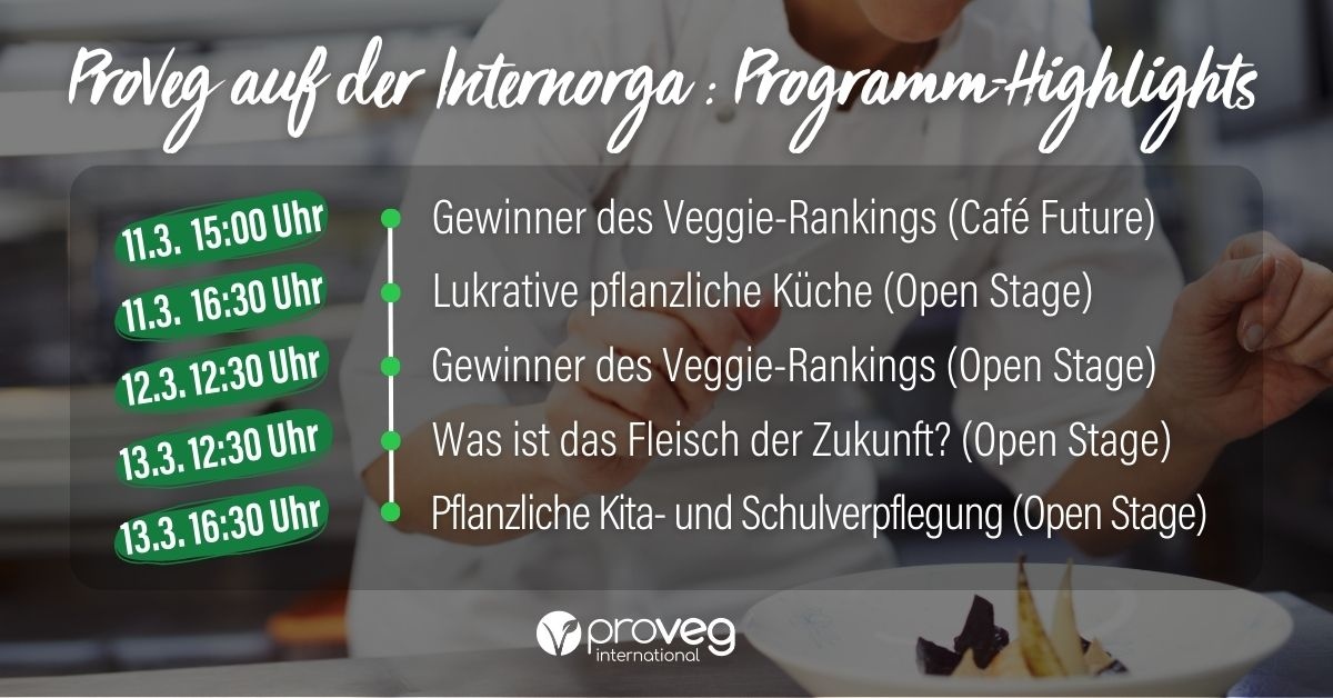 Pflanzliche Ernährung boomt – auch im Außer-Haus-Markt. 🚀 Vom 10. bis 14.3. beantworten ProVeg Expertinnen auf der Internorga alle Fragen zur pflanzlichen Küche. 🌱 Denn: Kreative und abwechslungsreiche pflanzliche Gerichte gehören auf jede Speisekarte. ➡️bit.ly/3JrjXg3