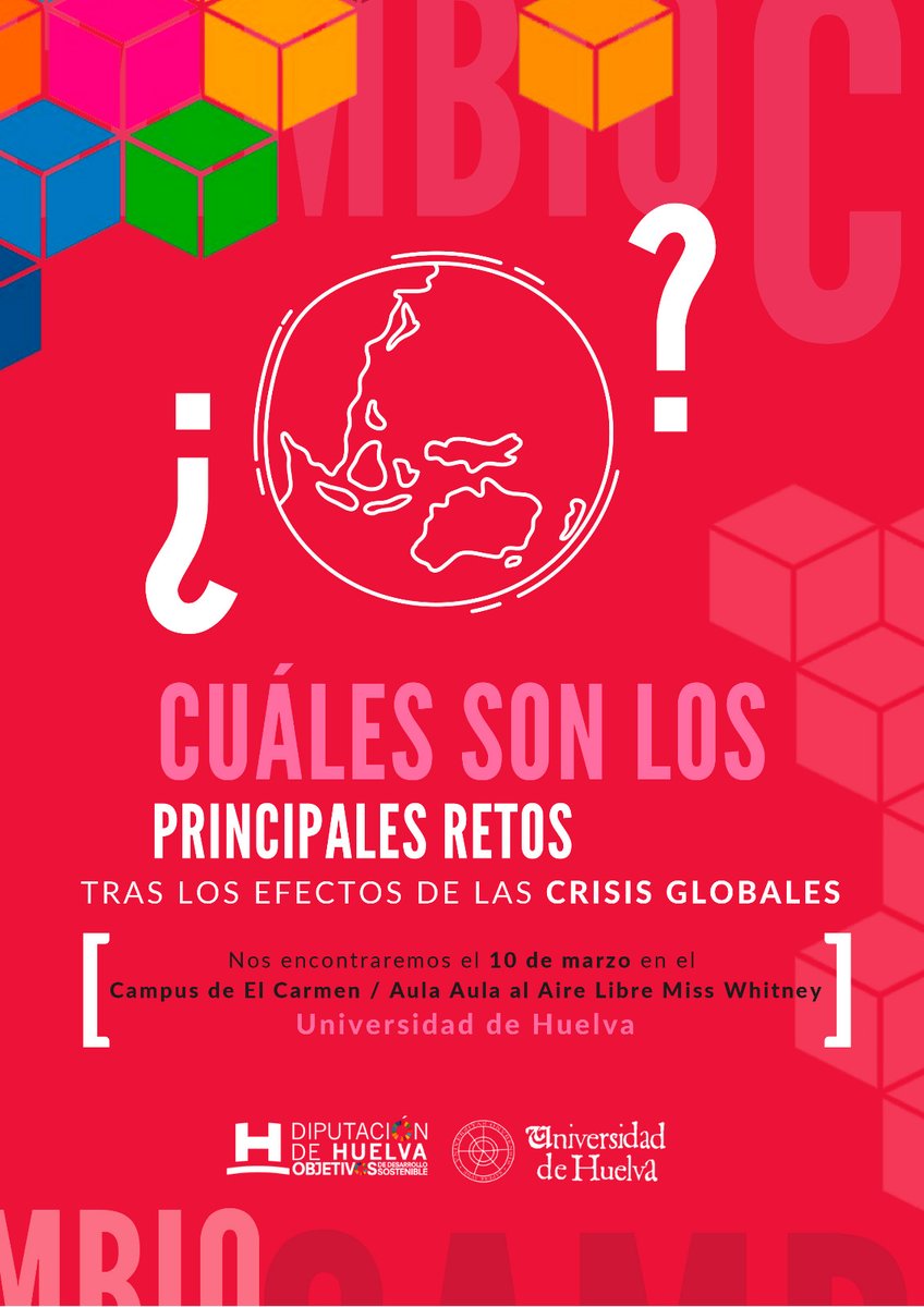 🟢 AGENDA: Jornada ‘El cambio empieza hoy’, de <a href="/UniHuelva/">Universidad de Huelva</a> y <a href="/DipuHU/">Diputación de Huelva</a> 

🗣️ Con <a href="/soymarianegro/">María Negro - Libro CAMBIA EL MUNDO (Ed.Planeta)</a> y Pavel Ramírez (<a href="/Equal2030/">Equal Measures 2030</a>)

📆 10 de marzo de 2023

⏰ De 9 a 12.30 horas

ℹ️ MÁS INFO: caongd.org/agenda/jornada…