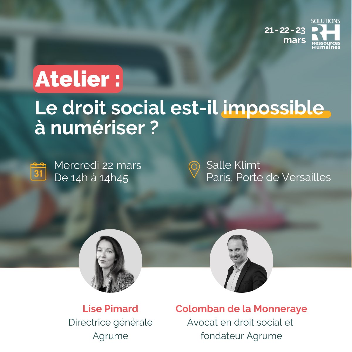 AgrumeRh's tweet image. [@Solutions_RH] Le droit social est-il impossible à numériser ? 
Pour en savoir plus, participez à notre atelier au Salon RH le 22 mars à 14h. Inscription sur le lien suivant👉🏻 bit.ly/3ZpNxIa

#droitsocial #RH #solutionsRH #juridique #CSE