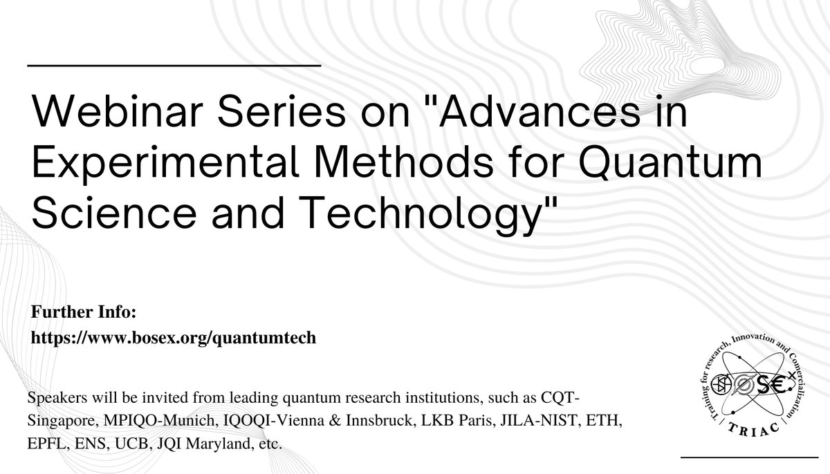ankulism's tweet photo. We "team Bose.X" are glad to announce a webinar series focused on experimental quantum physics from foundations to technology. 
Get registered for more details on upcoming sessions!
Cheers!! 🤞✌️

https://t.co/o8VKbzMMgr https://t.co/RHOFuGsTD1
