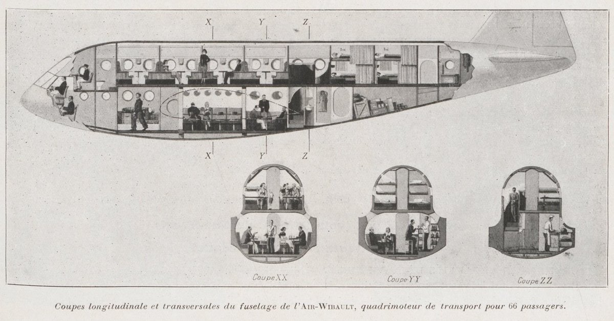 MassiasThanos's tweet photo. Air-Wibault 1-00 was a four-engined, double deck, design from Michel Wibault to be built by the Arsenal de l'Aéronautique under a contract by the French Air Ministry.

📷https://t.co/C2KZjoXoKk from @GallicaBnF collections https://t.co/jL49J76LBK