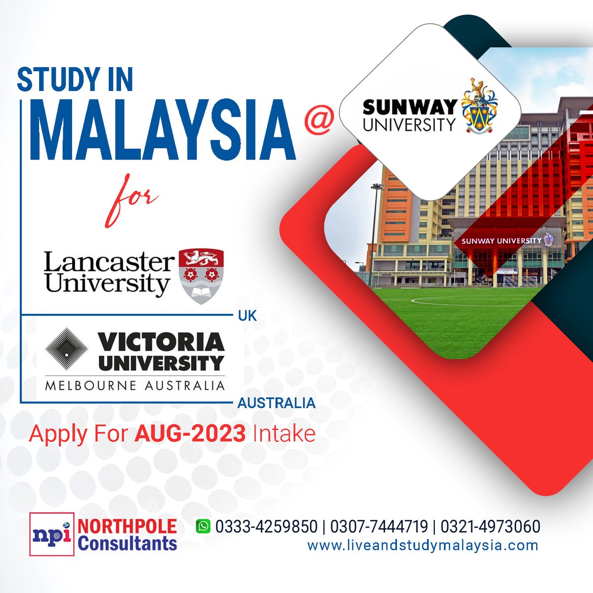 🎓 🎓 🇲🇾🇲🇾🇲🇾🇲🇾🎓 🎓 
𝗕𝗿𝗶𝘁𝗶𝘀𝗵 & 𝗔𝘂𝘀𝘁𝗿𝗮𝗹𝗶𝗮𝗻 𝗗𝗲𝗴𝗿𝗲𝗲𝘀 𝘄𝗶𝘁𝗵 𝗟𝗼𝘄 𝗧𝘂𝗶𝘁𝗶𝗼𝗻 𝗙𝗲𝗲 & 𝗹𝗼𝘄𝗲𝗿 𝗘𝘅𝗽𝗲𝗻𝘀𝗲𝘀 
Study in #𝐒𝐮𝐧𝐰𝐚𝐲𝐔𝐧𝐢𝐯𝐞𝐫𝐬𝐢𝐭𝐲𝐌𝐚𝐥𝐚𝐲𝐬𝐢𝐚🇲🇾.

#studyinmalaysia #studyinmalaysiafrompakistan
#sunwayuniversity #npi #visa