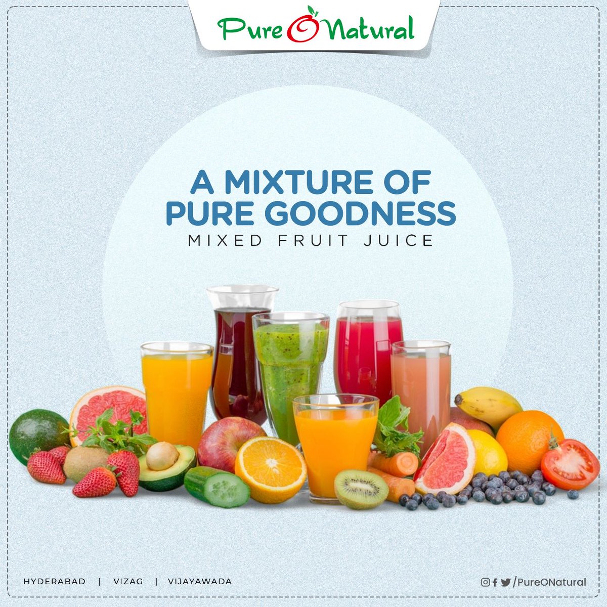 It's a Mixture of Pure Goodness! 😍

#PureONatural #Hyderabad #Vizag #Vijaywada #FreshFruits #FruitJuices #FarmFresh #FreshVegetables