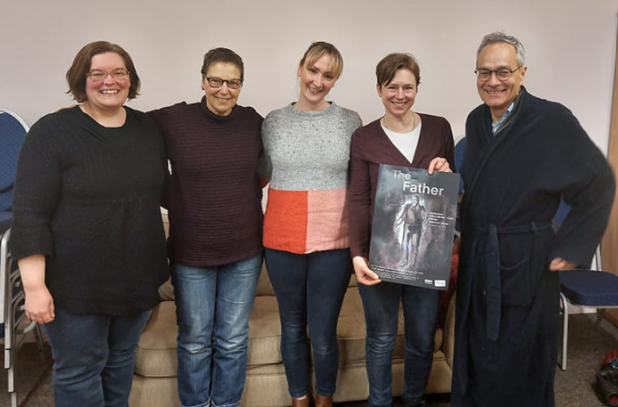 allycookgy's tweet photo. Inspired by the work of @DementiaUK and the people they care for through their Young Onset Dementia Advisors. Thanks to Jude and her YODA, Lisa, for sharing their experiences with us as we rehearse for #TheFather. (https://t.co/H05aIfHBnQ) @bmhproduction @ArtsatOFS https://t.co/9UcL1tygVZ