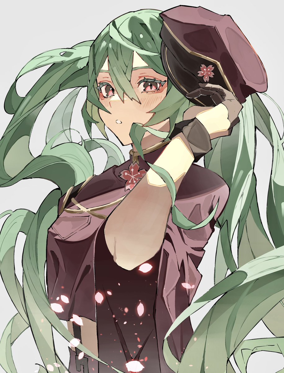 hatsune miku 1girl solo hat gloves long hair holding holding hat  illustration images