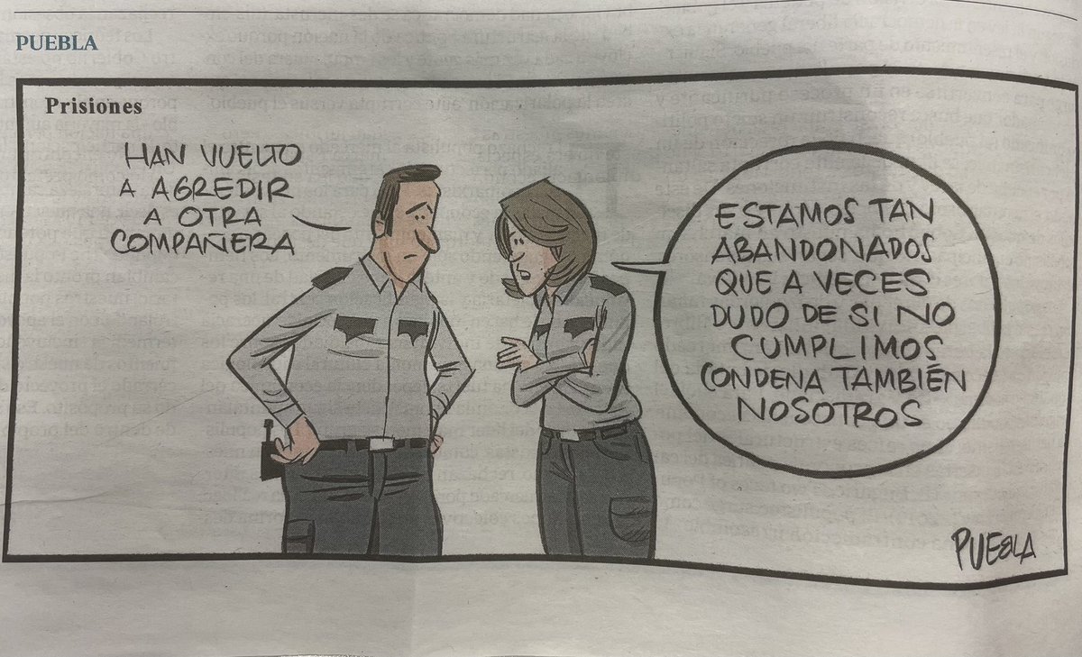gvilaradio's tweet photo. Qué bueno es esto de Puebla en @abc_es. Qué necesario recordar el abandono que sufren en España los funcionarios de prisiones. @nublolady @Tu_Abandon_SOTO @tu_abandono https://t.co/f30scdxTol