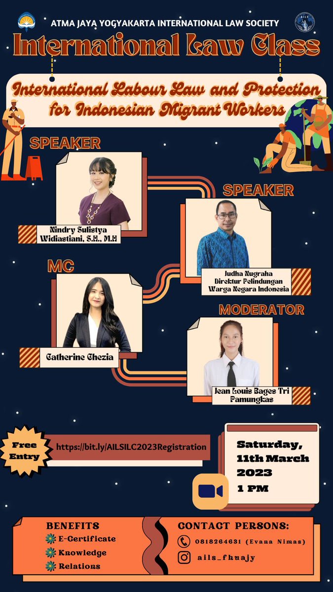 ails_fhuajy's tweet photo. Greetings future leaders,
Atma Jaya Yogyakarta International Law Society presents:
“ILC 2023 titled: International Labour Law and Protection for Indonesian Migrant Workers”
#AILS #ailsfhuajy #fhuajy #uajy #ILC2023 #labourlaw #mahasiswauajy https://t.co/CmHGHcVUyh
