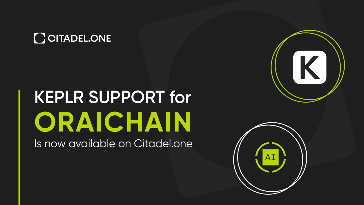 Import your <a href="/oraichain/">Oraichain</a> address from <a href="/keplrwallet/">Keplr Wallet</a> to Citadel.one to:

⁃ The convenient staking interface
⁃ Assign the address and get $XCT rewards
⁃ Access various apps, such as the Autorestaking app or Osmosis DEX

How to import an address: medium.com/citadel-one/88…