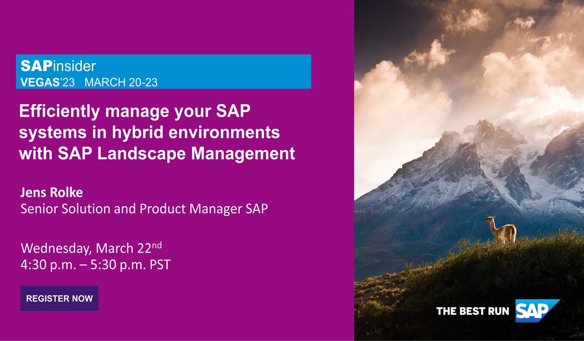 We are back at #SAPinsider2023! Meet Jens Rolke and get to know the capabilities of SAP Landscape Management and learn how to manage efficiently your SAP systems in hybrid environments. sap.to/6110235BZ0 #sap #sapinsider #SAPLaMa