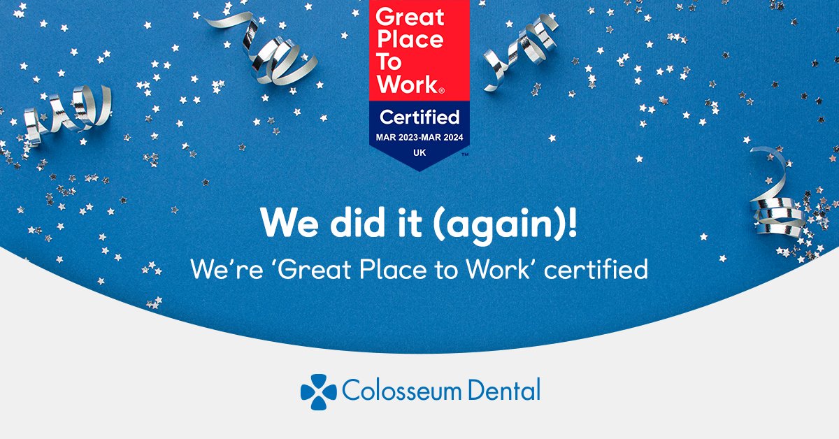 We’re incredibly proud to announce that Colosseum Dental UK has not only retained its official certification as a 'Great Place to Work™',  we’ve achieved our highest EVER score. We're the only UK dental group to hold this official certification. 

#greatplacetowork <a href="/GPTW_UK/">Great Place to Work® UK</a>