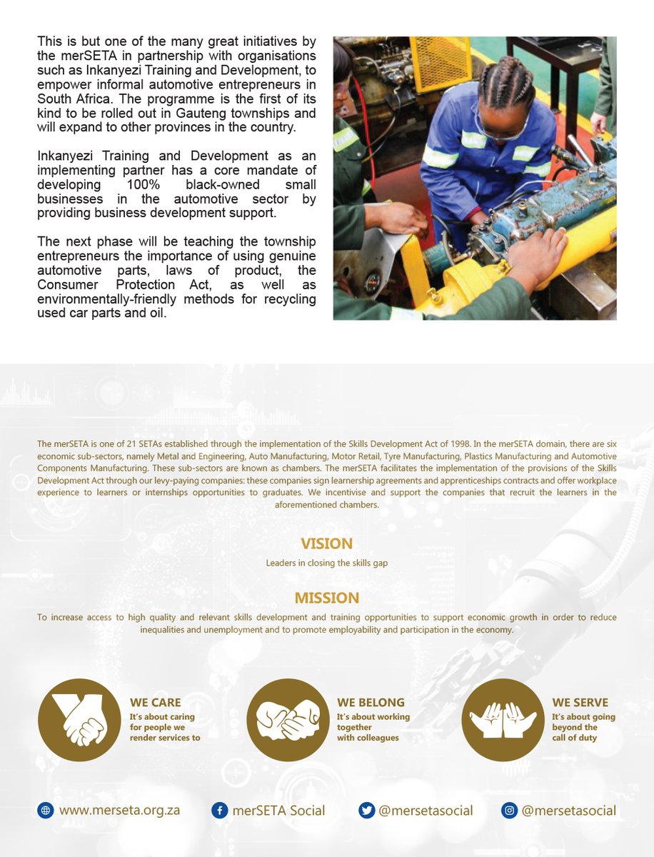 merSETASocial's tweet photo. Get inspired! 🔥

The merSETA continues to maintain its footprint in townships, with an open focus of developing entrepreneurs to boost the township economy.

#mersetaimpact #artisanship https://t.co/szSNlsZTD3