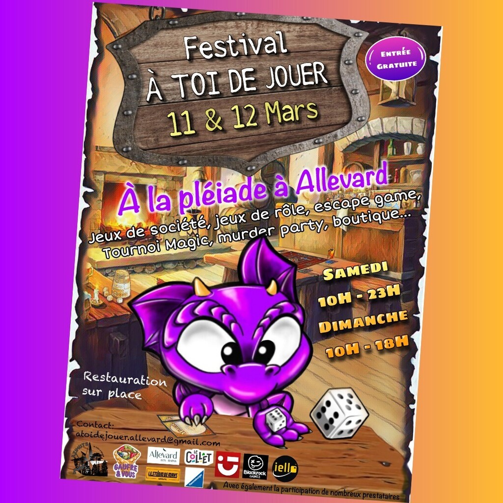 Kfeedesjeux's tweet photo. 📢 Info locale:
Si vous êtes du côté d'Allevard ce week-end, il y'a un festival de jeu 😉
#infolocale #allevard #weekendjeux #festival https://t.co/rj3fXcKU5O