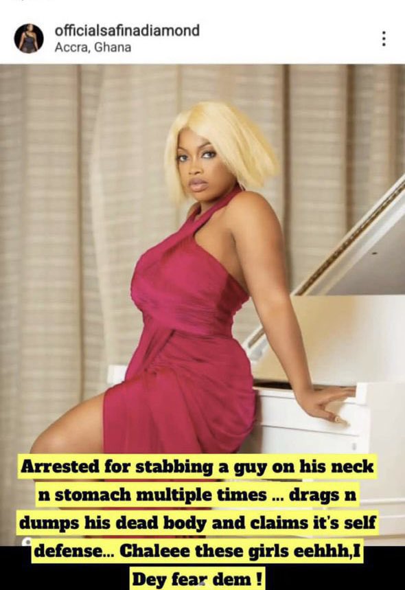 SIKAOFFICIAL1's tweet image. UPDATE: Young Ghanaian lady, Safina Diamond who was arrested somewhere last year for stabbing her Canadian boyfriend in the neck and stomach multiple times leading to his death has been granted bail of ¢50,000 by the Tema High Court