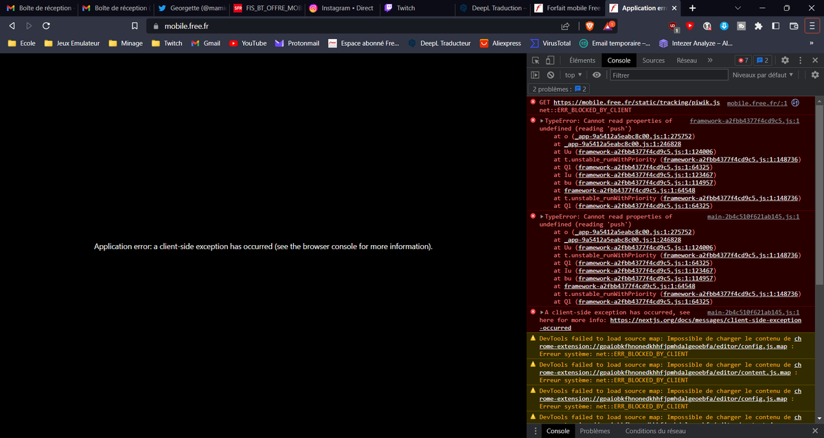 HunterGunterr's tweet photo. Problème avec Brave, je n'arrive pas à accéder au site malgré l'effacement des cookies et cache du site web... @freemobile @free https://t.co/uma2446sfU