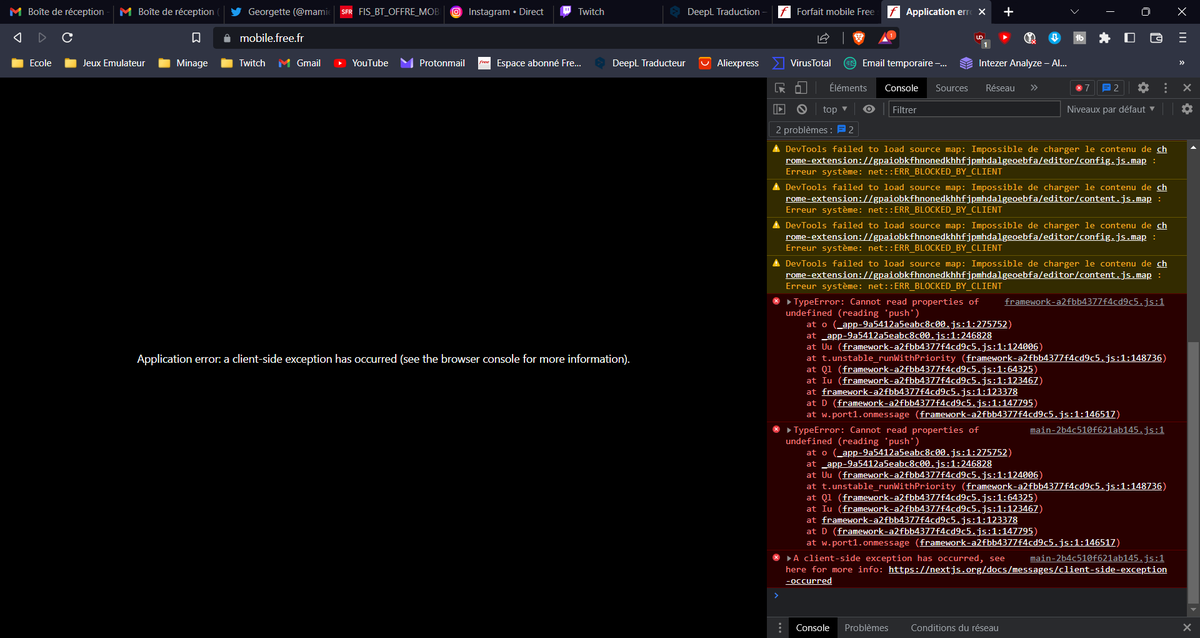 HunterGunterr's tweet photo. Problème avec Brave, je n'arrive pas à accéder au site malgré l'effacement des cookies et cache du site web... @freemobile @free https://t.co/uma2446sfU