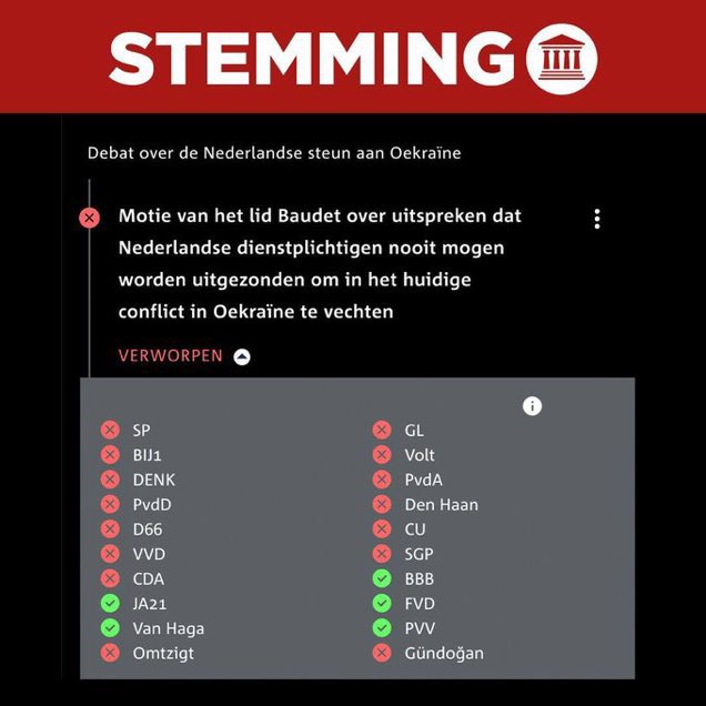@augurkendraaier Met de afgewezen motie van Baudet, moeten we nu toch echt vaststellen dat wij de oorlog, die niet de onze is, worden ingerommeld. Europa moet kapot. #stemzeweg