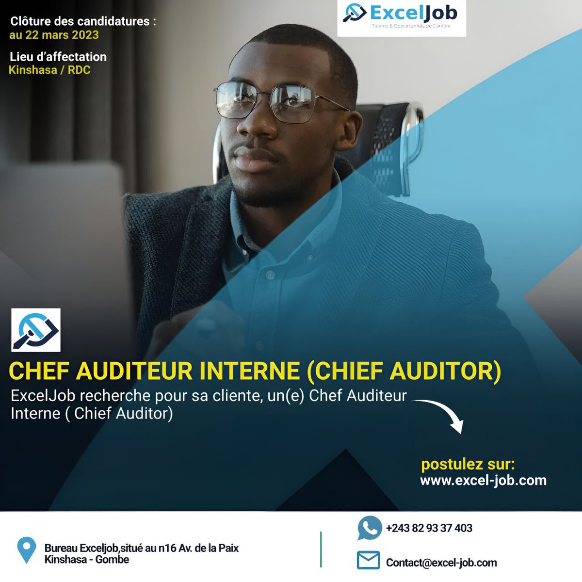 excel_job's tweet photo. Cette offre d’emploi pourrait vous intéresser : Chef Auditeur Interne (Chief Auditor). A vos CV !

Postulez sur https://t.co/3xlyPZqFYB

#auditeur #emploi #offre #rdcongo #recrutement #exceljob #kinshasa #cv #chief https://t.co/k4l01bnso5