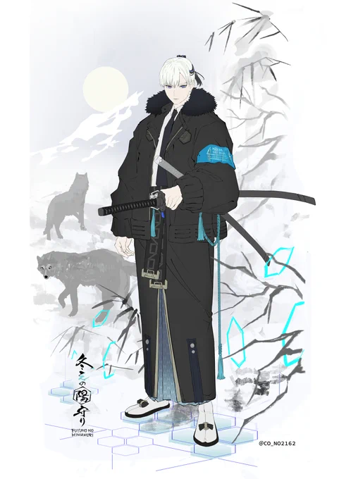 【実験】浮世絵チャレンジのラフとキャラクターデザイン。制作進めてるオリジナルの世界観とキャラデに合う表現を模索中 