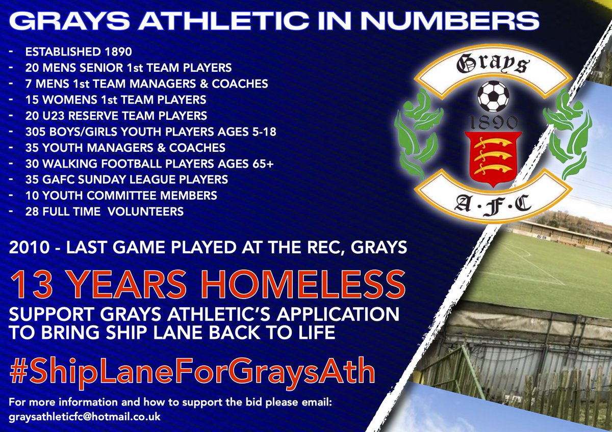 It's been nearly 13 years since we played our last home game at the Rec in Grays. This equates to:
12 years, 10 months, and 14 days 
or 6,772,320 minutes since the last ball was kicked at our OWN home ground. 
Now we have the opportunity to own our own home again. BACK THE BID