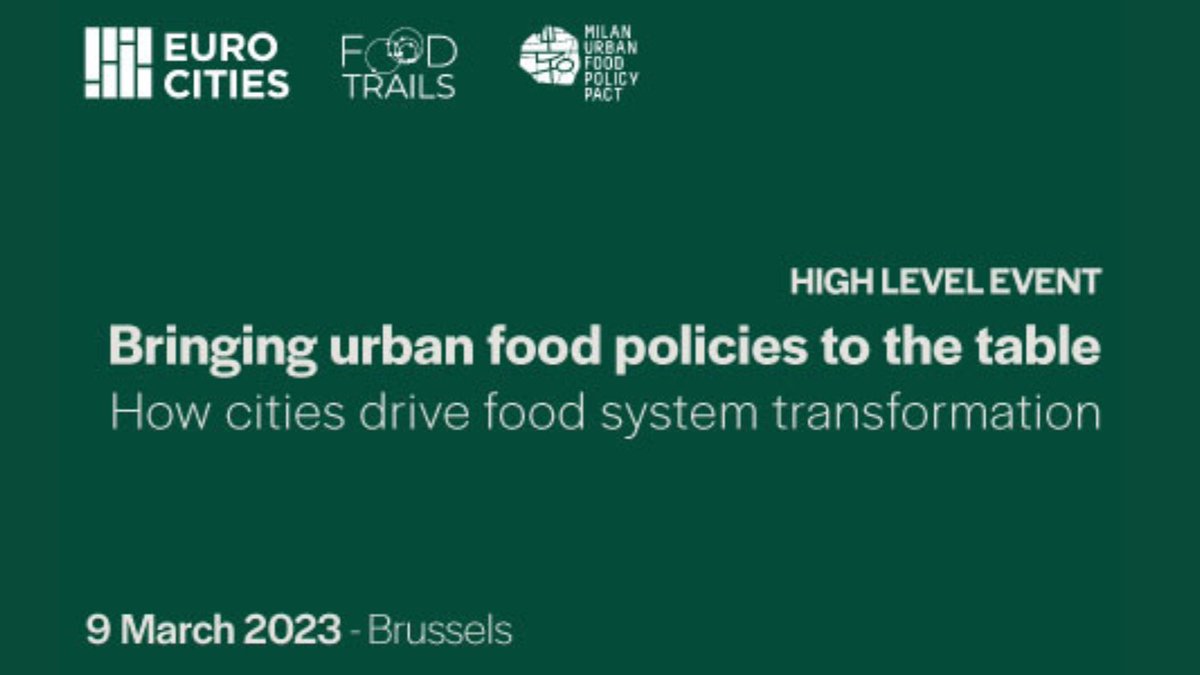 We're happy to join today's event 'Bringing urban food policies to the table: how cities drive #FoodSystems transformation' organized by @EUROCITIES @food_trails & @mufpp ! Starting @ 1.30pm! More info 👉 bit.ly/41XkzBr