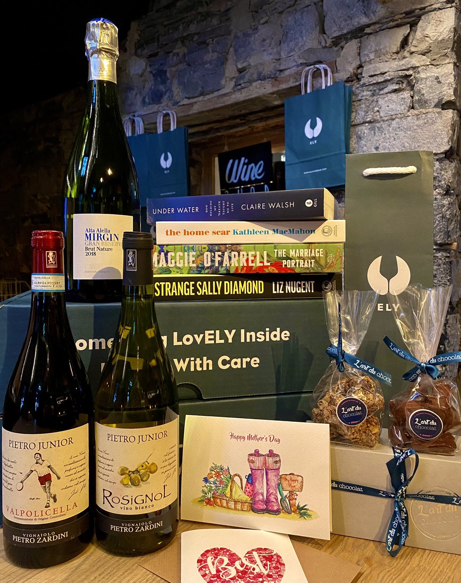 Who doesn’t love a great read, artisan chocolate &amp; a lovely card &amp; a #LovELY glass of wine? Give your mum a book she’ll love, choose the wine she likes, add choc’s &amp; card. That’s #MothersDay sorted. In-store from <a href="/MaynoothBooks/">The Maynooth Bookshop</a> <a href="/DuckBlue1/">Ruth Cahill - Duck Blue</a> @Artduchocolat #ELYWINESTORE #teamwork
