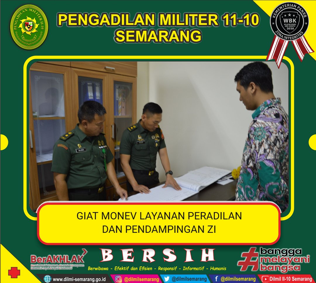 dilmilsemarang's tweet photo. Kegiatan Monev Layanan Peradilan dan Pendampingan Zona Integritas hari kedua, #dilmil #eberpadu #militer #pengadilanmiliter #pengadilan #tni #mahkamahagung #sobatdilmil #sobatma #kadilmil #dilmilsemarang #dilmilsemarangbersih #dilmilsemarangwbbm https://t.co/symiXYoefx