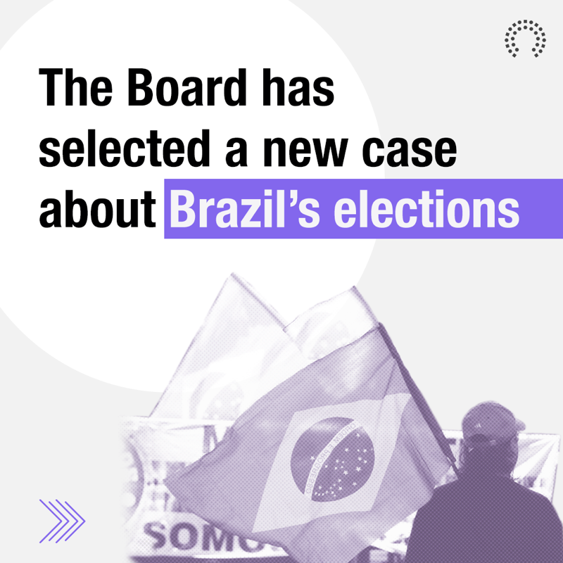 OversightBoard's tweet photo. Today the Board selected a new case about a call to “besiege” federal buildings in the aftermath of #Brazil’s elections and whether such speech should be allowed.

As part of the Board’s deliberation process, we are inviting people and organizations to submit public comments ↓