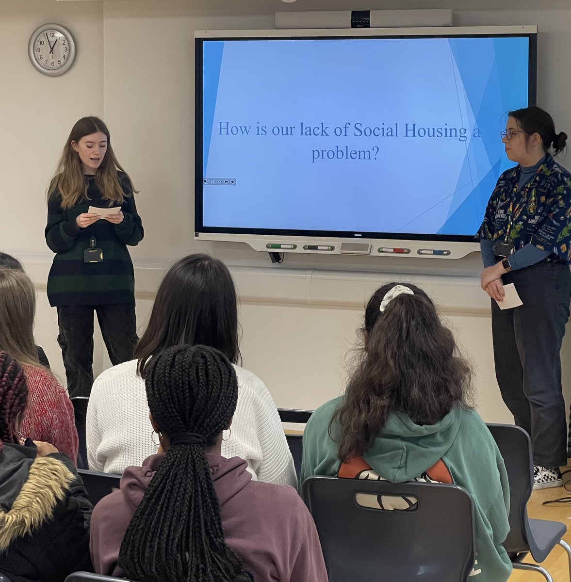 STAHSSixthForm's tweet photo. Year 12 students presented innovative solutions to the UK’s most intractable social problems during The Fix. Topics included lack of social housing, drug rehabilitation and domestic violence. Well done to all involved 👏👏 #STAHSSixth https://t.co/82LjKYivek