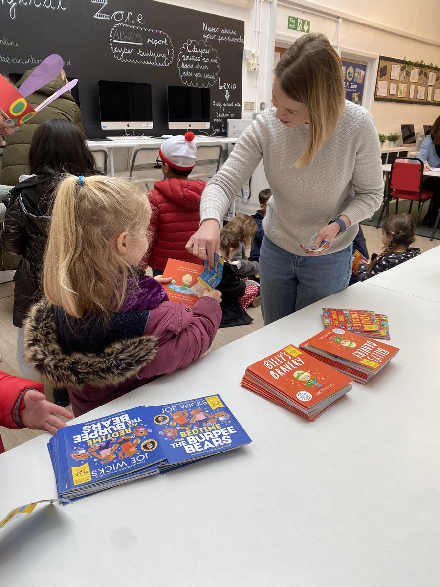 SullyPS's tweet photo. LA Reception starting off World Book Day celebrations with a story from @GriffinBooksUK and swapping their token for a fantastic book! Thank you @GriffinBooksUK  #WorldBookDay2023 #spsreception https://t.co/Z4eSMLTeHn