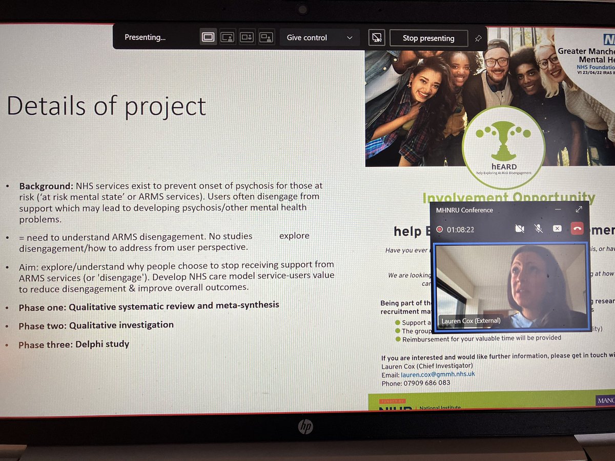 Fantastic to hear @LaurenAshtonCo2 describing her NIHR Clinical Doctoral Research Fellowship project. #MHNRU23 #ResearchGMMH