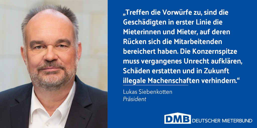 DMBMieterbund's tweet photo. #Razzia bei @Vonovia_SE: Mieterbund-Präsident @lsiebenkotten fordert lückenlose Aufklärung und transparentes Handeln! Illegale Betriebskostenabrechnungen sowie alle weiteren nicht rechtmäßigen Kostenumlagen müssen korrigiert werden https://t.co/VaBjIrRYXL https://t.co/mU9clY2YOz