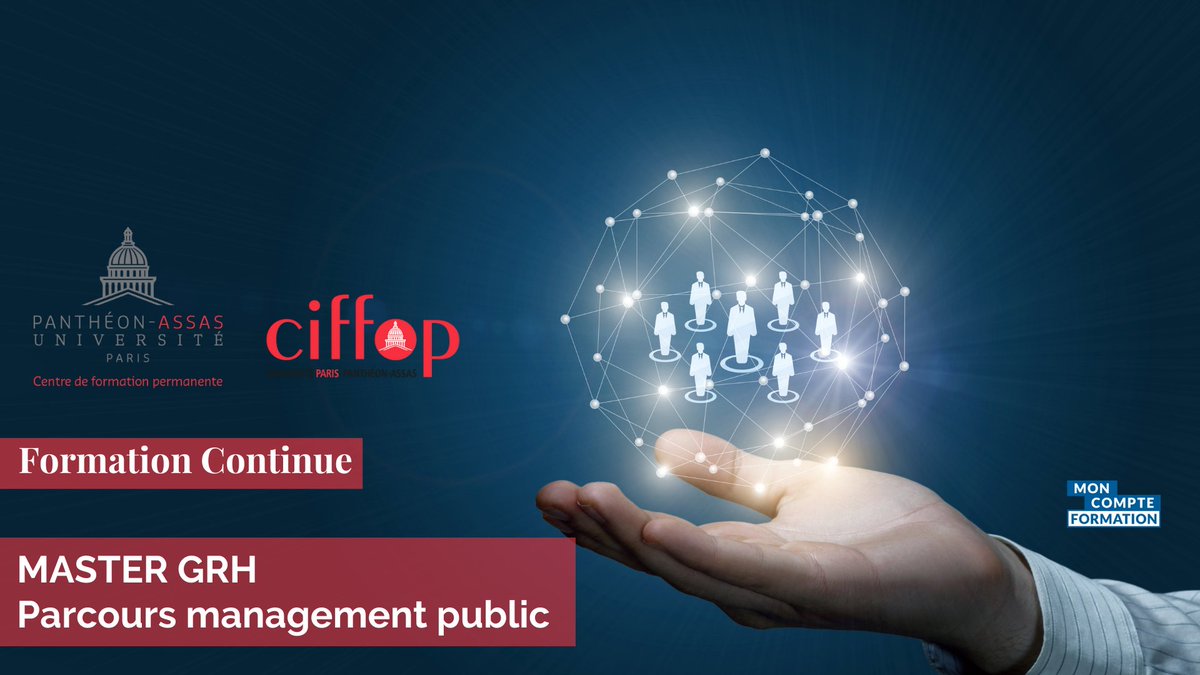 🎓MASTER🎓
Les candidatures sont ouvertes pour le Master GRH management public de <a href="/AssasUniversite/">Panthéon-Assas université</a> et <a href="/CIFFOP_Paris2/">Ciffop</a> 
✅Candidatures jusqu'au 30 avril 2023
💰Formation éligible au CPF
👉Pour en savoir plus : lnkd.in/dq8chEnh
#formationcontinue #rh #fonctionpublique