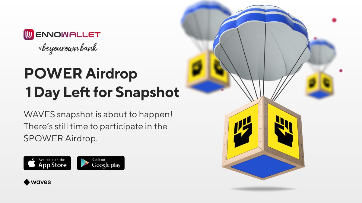 Attention crypto enthusiasts! ⚠️ Don't miss out on the upcoming WAVES snapshot and your chance to participate in the $POWER airdrop. ⏰ There's still time to get involved. Just use your Enno Wallet to hold $WAVES or invest in it. 🌊 #cryptocurrency #airdrop #WAVES
