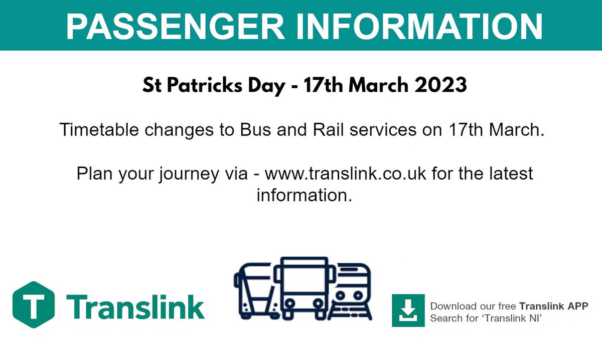 NI Railways on Twitter "Timetable changes to services on 17th March