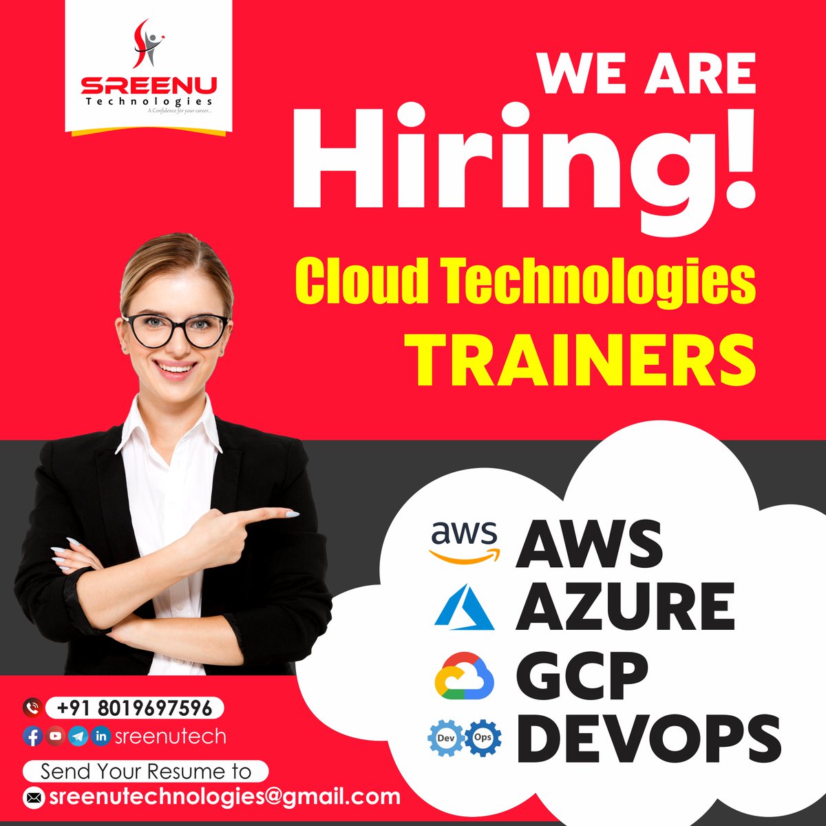 SreenuTech's tweet image. We Are HIRING Cloud Technologies Trainers
📩Email: sreenutechnologies@gmail.com
👉WhatsApp: wa.me/+918019697596
#Java #JavaFreshers #JavaJobs #wearehiring #hiring #jobs #softwarejobs #trainers #AWS #Devops #Azure #GCP #Devops #sreenutech #Careers #SreenuTechnologies